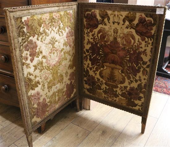 A Victorian two fold screen H.3ft W. 2ft 11in. per panel